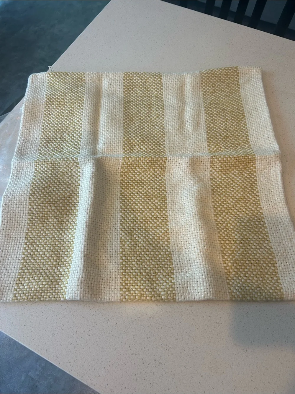Pottery Barn Faye Textured Striped Pillow Cover Yellow 22”